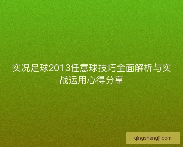 实况足球2013任意球技巧全面解析与实战运用心得分享
